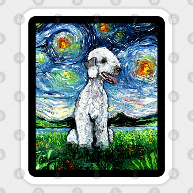Bedlington Terrier Night Sticker by sagittariusgallery